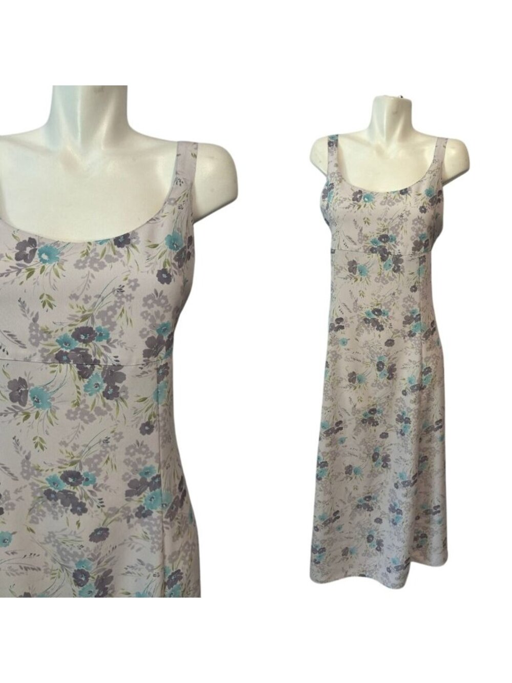 Vintage 90s Lavender Slinky Dress Floral Bias Cut Whimsigoth Practical Magic L - Picture 2 of 7